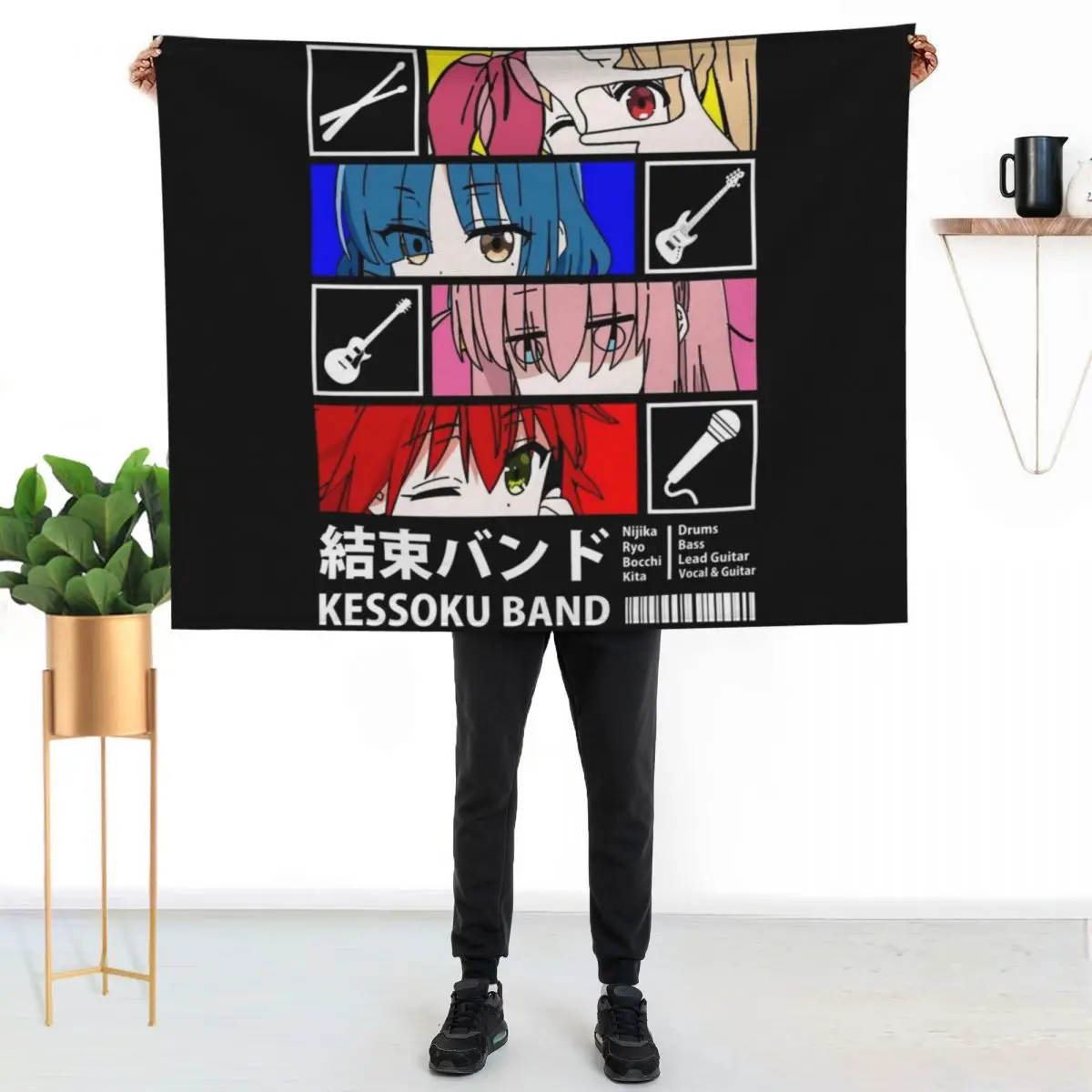 Kessoku Band Line Up Throw Blanket couch cozy soft plush fuzzy picnic outdoor blanket