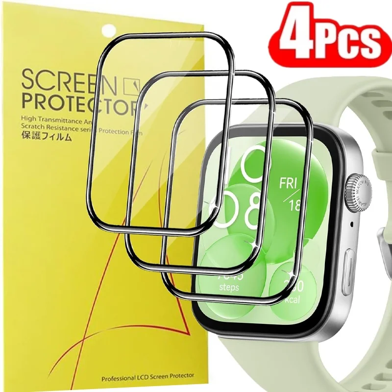 1-4Pcs 9D Curved Film For Huawei Watch fit3 SmartWatch Screen Protector Not Glass Huawey Watch Fit 3 Watchfit3 Full Cover