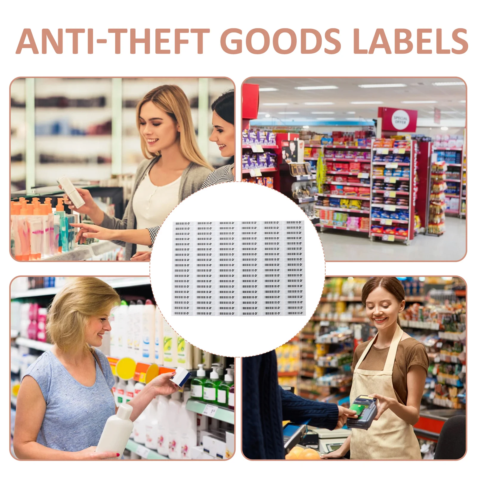 

108 Pcs Acoustomagnetic Copyright Label Abs Supermarket Goods Anti-theft Labels