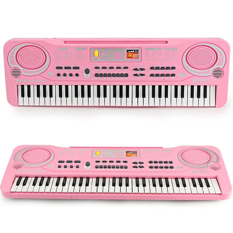 Children Electronic Keyboard Instrument 61 Key Multifunctional Microphone Studio Puzzle Toy Gift Piano Power Supply Parent-child