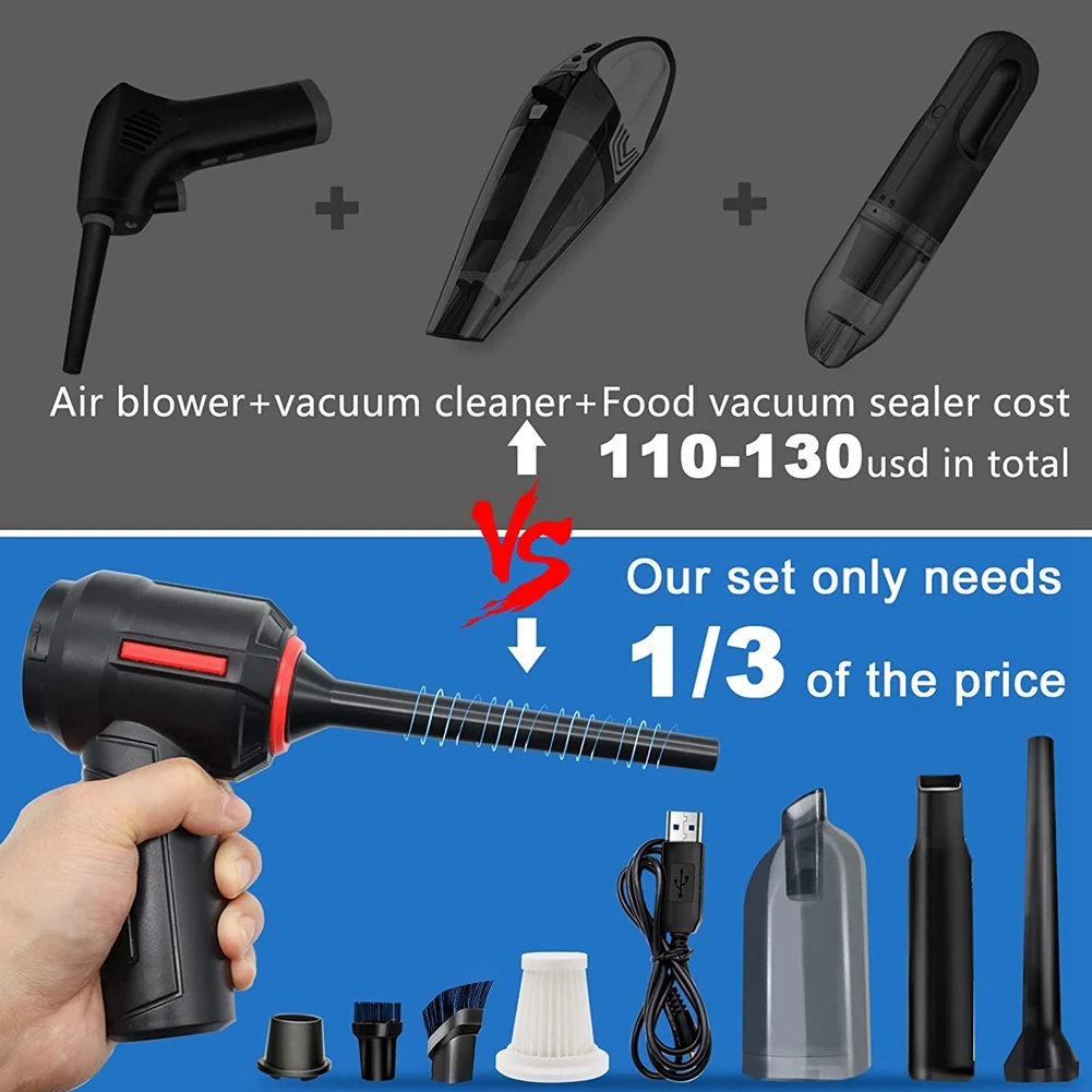 A14G-3-In-1 Computer Vacuum, Compressed Air Duster Blower, Portable Handheld Vacuum Cleaner Cordless Rechargeable