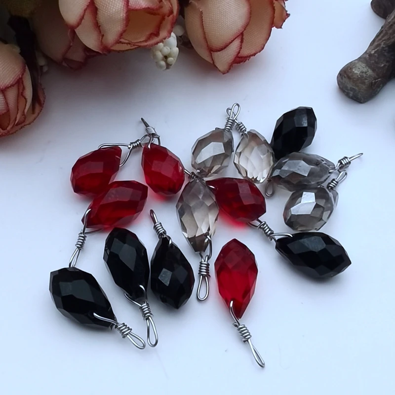 5 Pcs 8x14Mm Black, Red, Crystal Stone Accessories, Bracelets, Necklaces, Earrings, DIY Handmade Jewelry Accessories