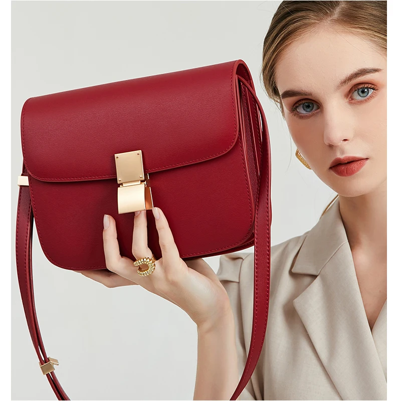 Damestas Lady Luxe Box Bag Retro Tofu Kleine Vierkante Schoudertas Messenger Vrouw Split Lederen Flap Handtas 2024