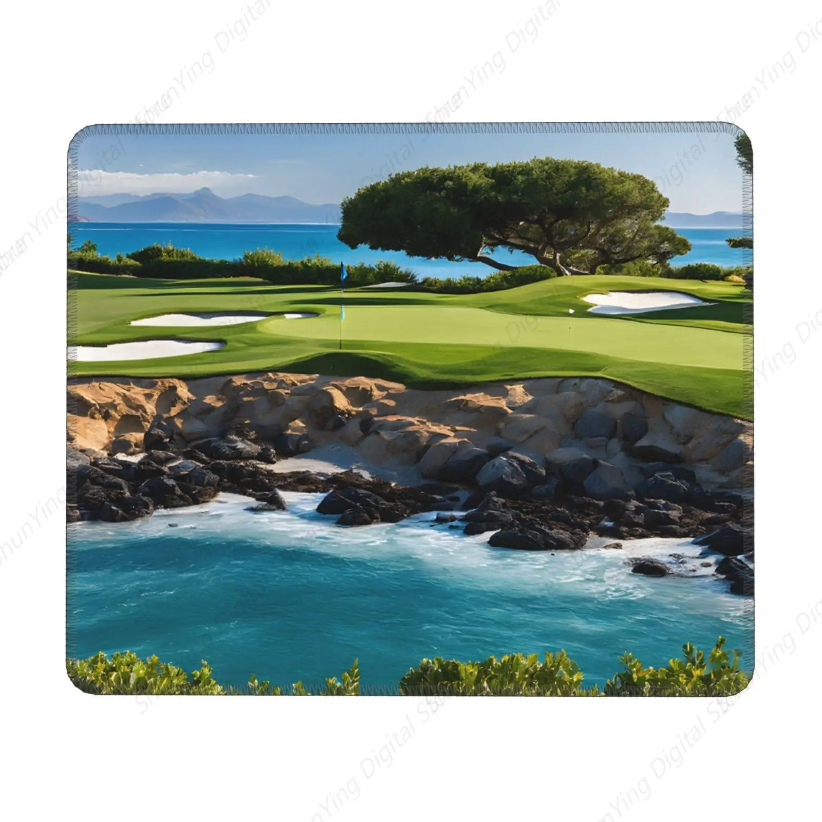 Alfombrilla de ratón con Base de goma antideslizante para ordenador portátil y PC, alfombrilla de ratón para oficina y hogar, curso de Golf de playa hawaiana, 18x22cm