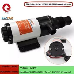 SEAFLO 01Series Macerator Waste Water Pump 12V/24V 12 GPM Anti-Clog Feature for RV Boat Marine Trailer Toilet Sewer