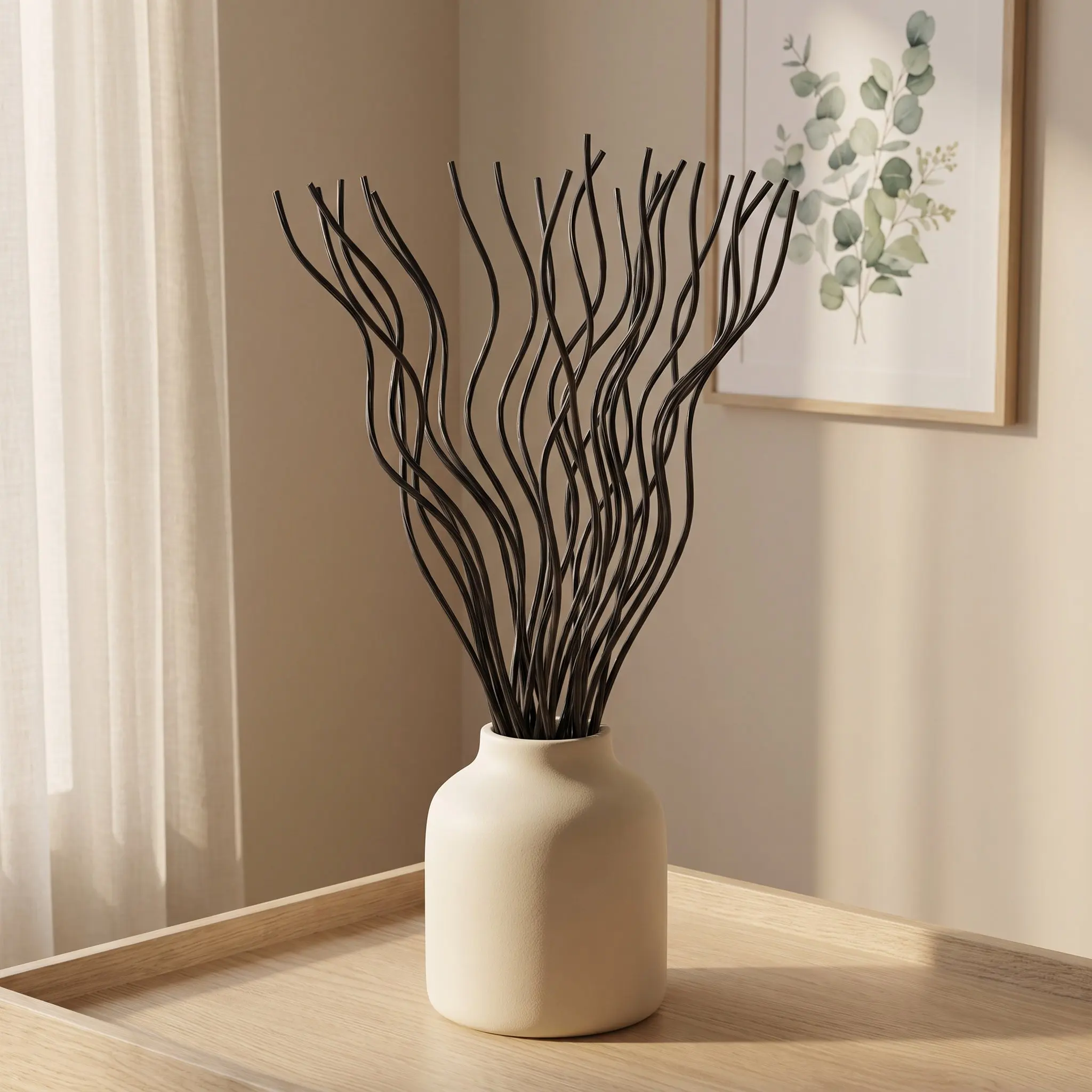 50Pcs Wavy Rattan Reed Diffuser Stick Natural Wood Fragrance Replacement for Essential Oil Aroma Volatile Reed Diffuser Home