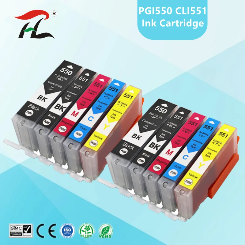 Compatible PGI 550XL pgi 550 pgi-550 cli-551 XL ink cartridge PGI550 CLI551 for Canon PIXMA IP7250 MG5450 MX925 MG5550 6450 5650