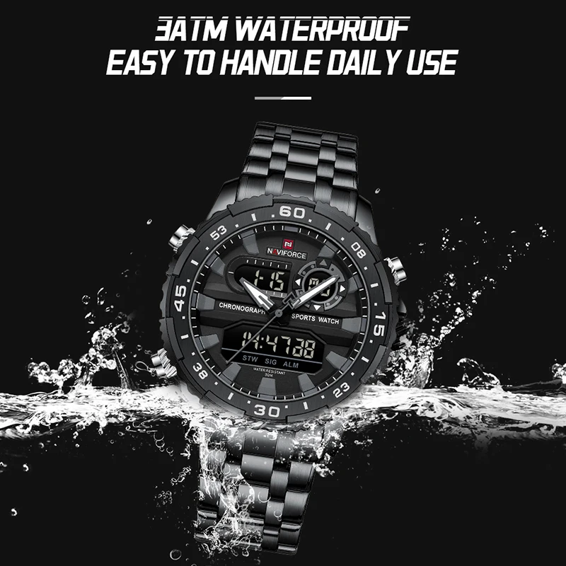 2024 Luxury Brand NAVIFORCE Men\'s Military Sports Watch Man\'s 30m Waterproof Quartz Analog LCD Digital Display Wristwatch NF9234