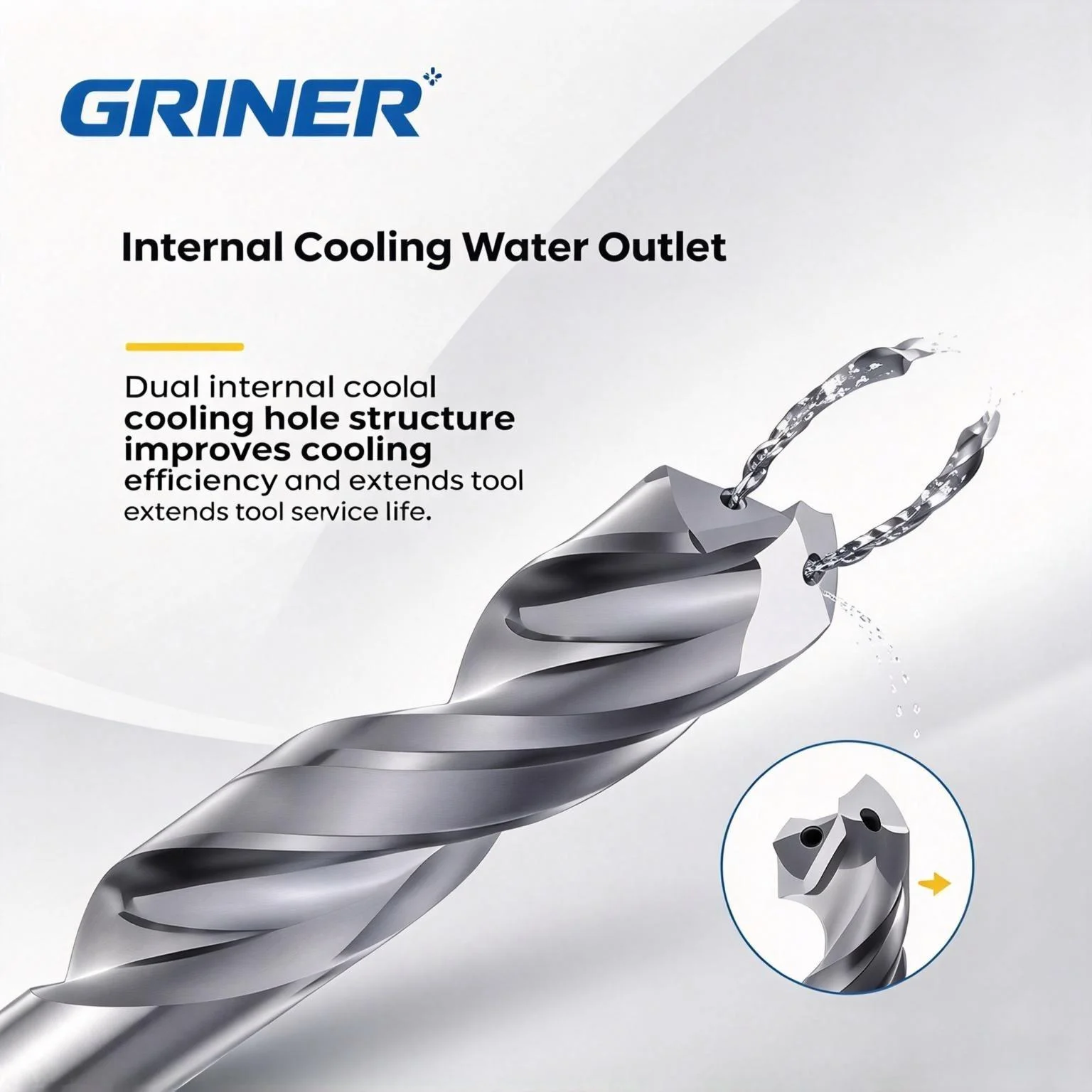 GRINER 16xD Long Straight Shank Solid Carbide Twist Drill Through Coolant Internal Cooling Drill Bit For Deep Hole CNC Machining