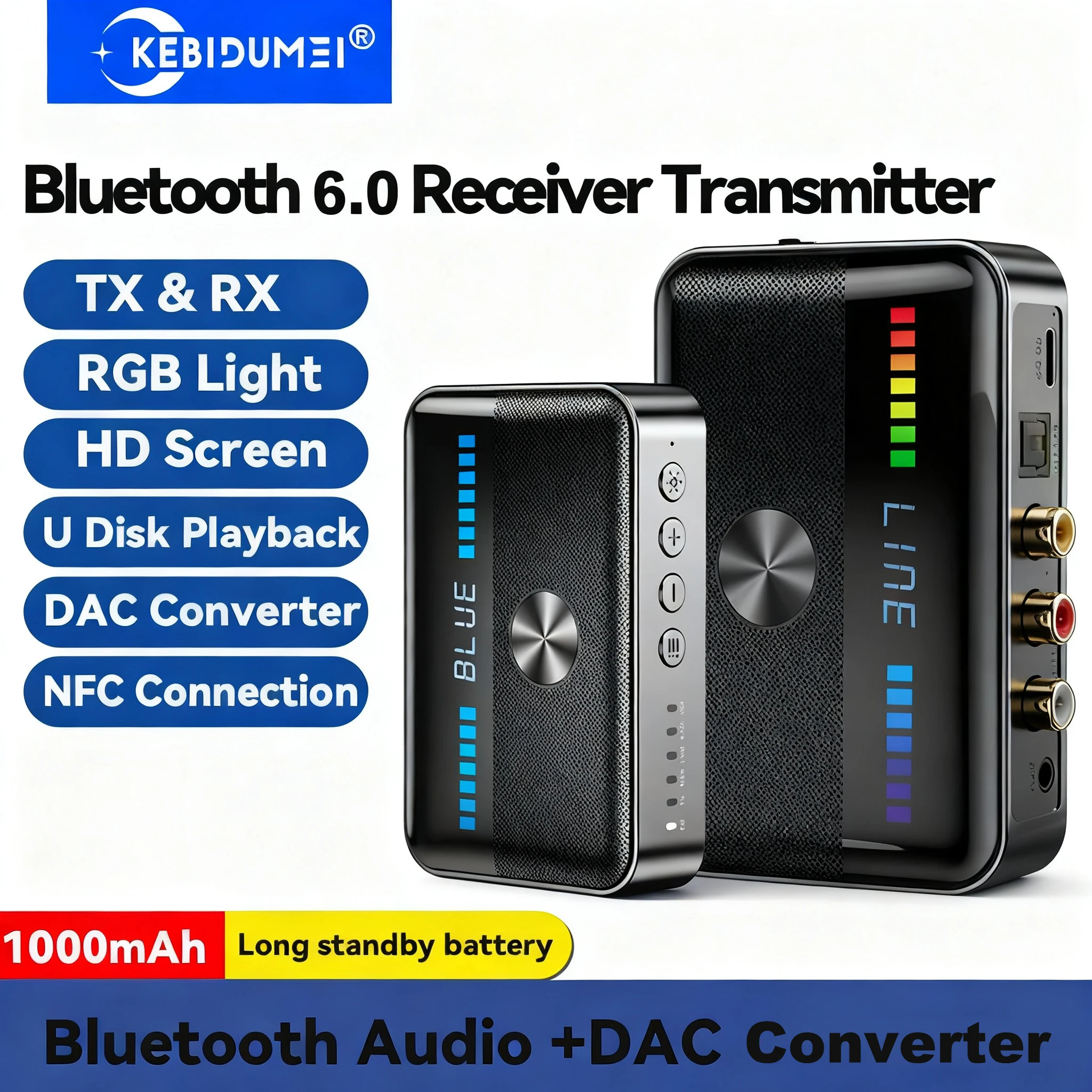 

Приемник Bluetooth 6,0, передатчик, беспроводной аудиоадаптер, коаксиальный оптический ЦАП 3,5 мм RCA, беспроводной адаптер, громкая связь