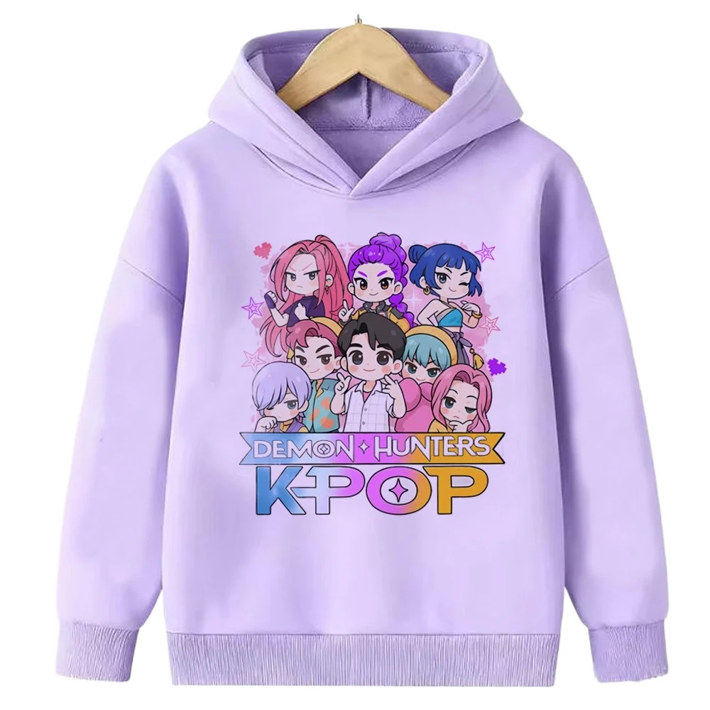 KPop Demon Hunter Cartoon Girls Boy Felpa con cappuccio Calda onda coreana per bambini Moda Casual Top Abbigliamento casual per ragazze