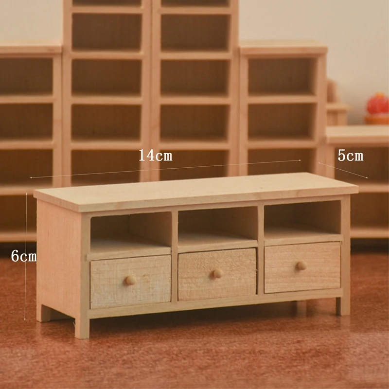 1/12 Dollhouse Miniature Furniture Wooden TV Cabinet Display Storage Cabinet For Dollhouse Decoration Accessories