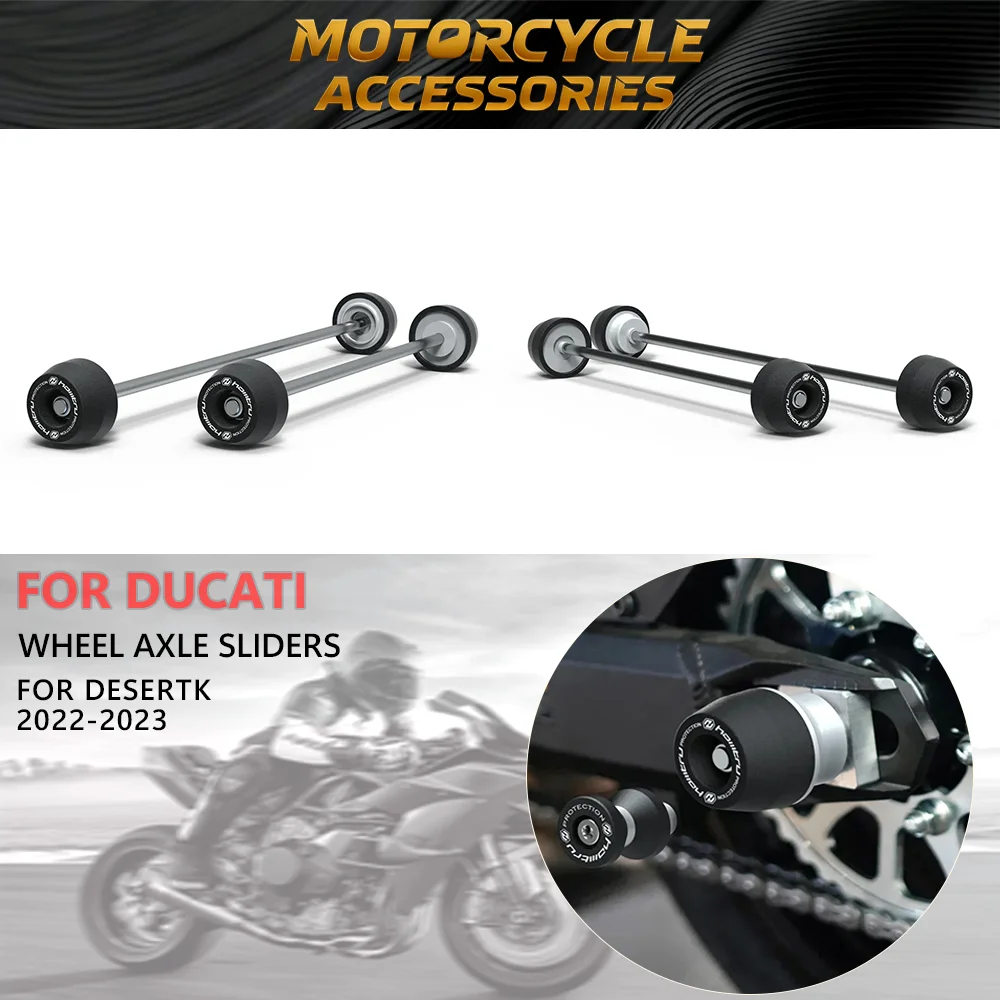 

Motorcycle Sliders Front & Rear Axle Fork Crash Wheel Protection for Ducati DesertX DesertX desertX 2022-2023 Accessories Set