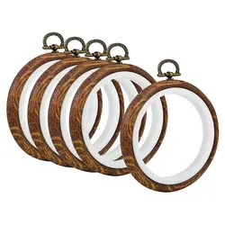 10pcs/Set 7.5-26cm Round Wooden Color Embroidery Hoops Frame Set Plastic Embroidery Hoop Rings For DIY Cross Stitch Needle Craft