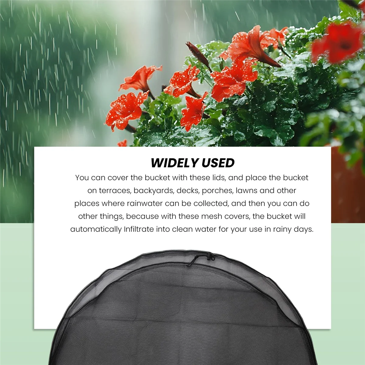 3 Pieces Mesh Cover for Rain Barrel, Water Collection Buckets Cover Tank Harvesting Tool Protector Rain Barrel Netting