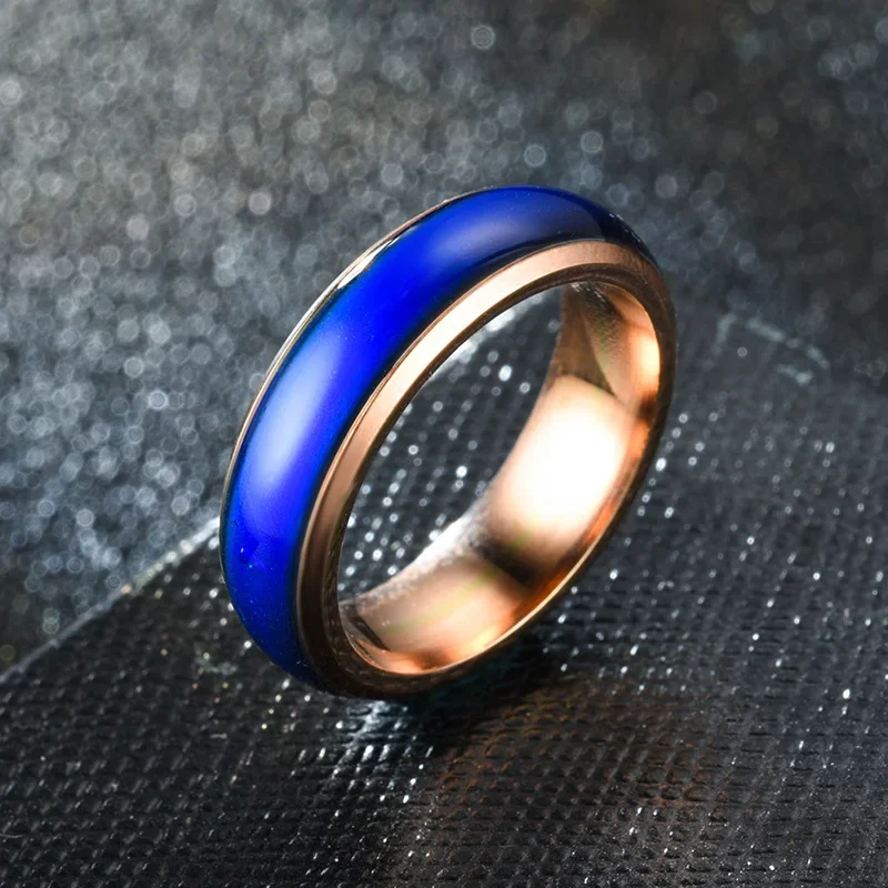 Stainless Steel Mood Ring Changing Color Rings Emotion Feeling Temperature Ring for Women Men Couples Rings Fashion Jewelry