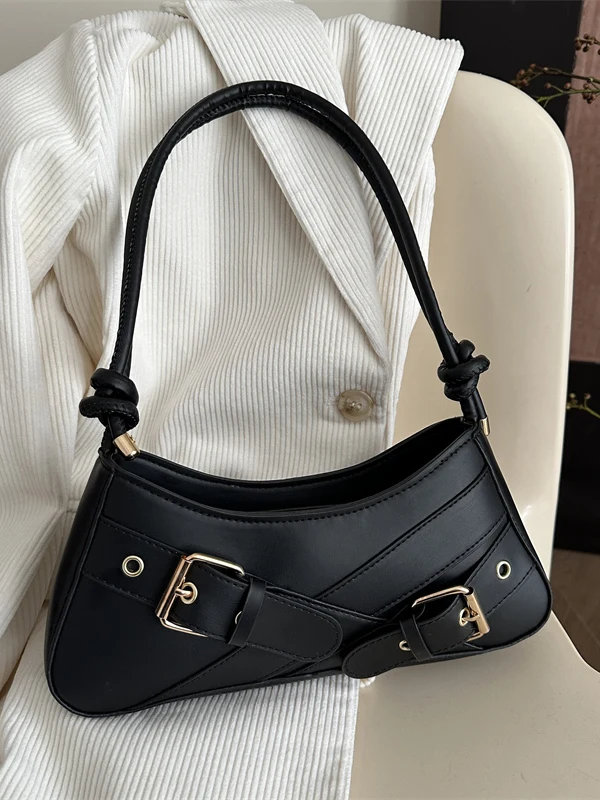 

Модная женская сумка подмышки, новинка 2023 года, простая пригородная сумка на одно плечо, мягкий искусственный материал, застежка-молния, Cas...