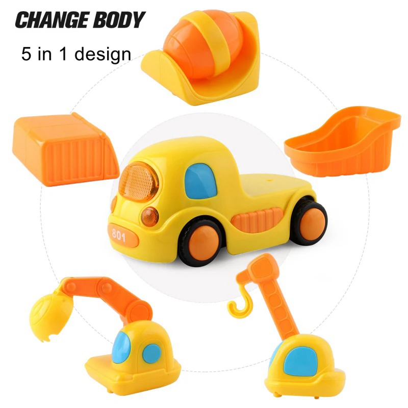 Remote Control Engineering Car Cartoon Toy for 0-3 Year Baby Kid Inertia Sliding Mixer Dump Truck Tractor Vehicle Boy Girl Gift