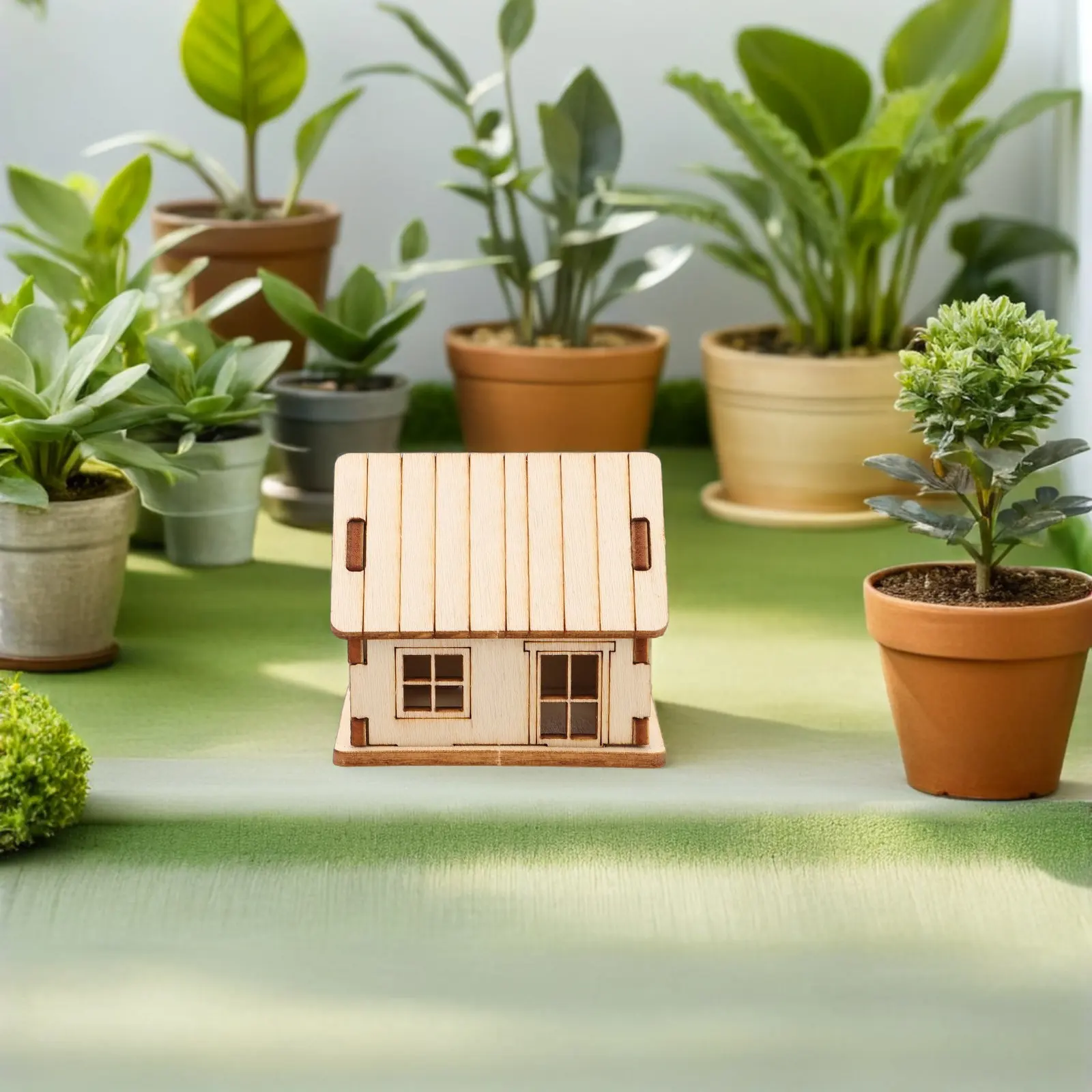 Maison miniature en bois de 2 pouces, puzzle 3D à peindre soi-même, cabane en bois vierge pour décoration de table de sable, maison en bois DIY