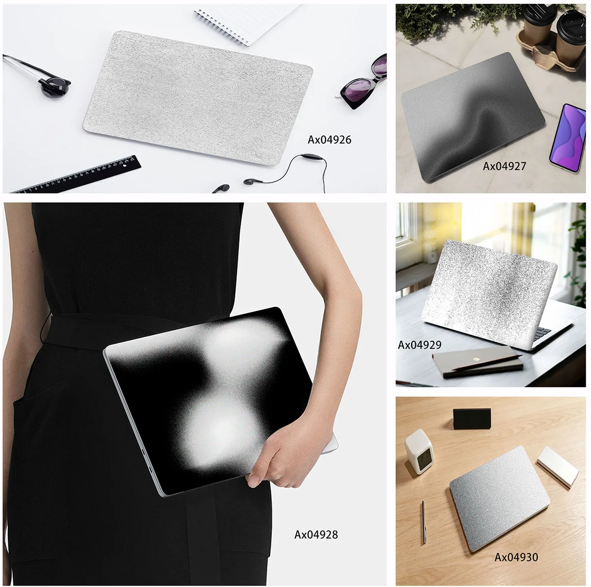 2Pcs Glitter Silver Dark Marbled Laptop Sticker Decal Waterproof Anti Scratch Laptops Aesthetic Notebook Cover Protective Skin