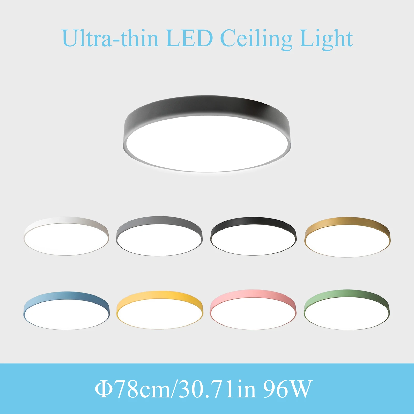 LED Ceiling Light 96W Modern Round Macaron Ceiling Lamp Indoor Bedroom Living Room Lighting Fixture Surface Mount