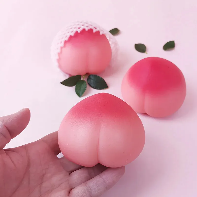 TOPMAYA juguete antiestrés lindo melocotón apretar Fidget juguetes Squishy divertido alivio del estrés para niños adultos regalo Prop 1 Uds J183