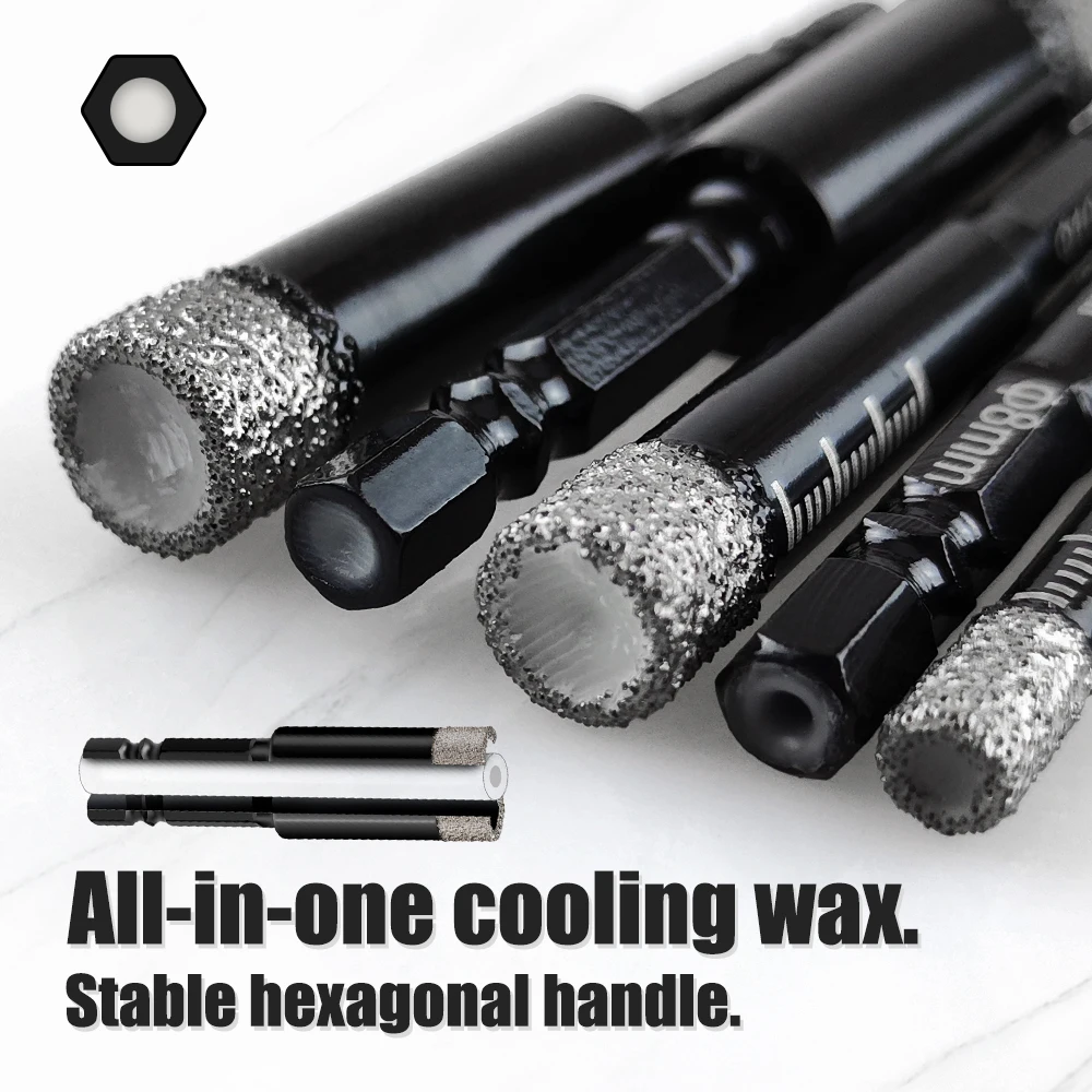 Punta da trapano diamantata per piastrelle in ceramica a secco brasata con gambo esagonale Sega a tazza da 5-16 mm Sega a tazza per marmo Ceramica Granito Porcellana Apri foro per sega