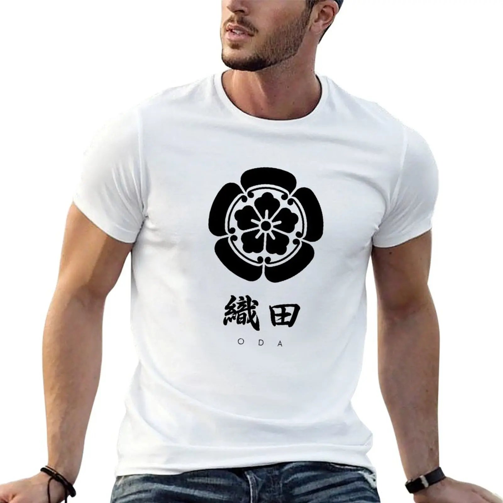 Oda Clan kamon with Clan Name T-Shirt Non-Shrink Basic Cotton T-Shirt