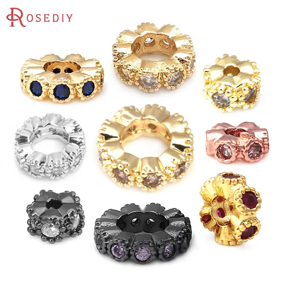 4MM 6MM 8MM 10MM 12MM Messing und Zirkon Großes Loch Perlen Runde Spacer Perlen Armbänder Perlen Schmuck Machen Diy Zubehör