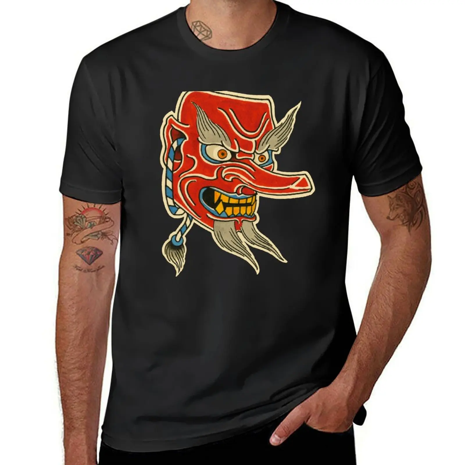 Tengu Mask T-Shirt Short sleeve tee Aesthetic clothing sublime boys animal print t shirt men