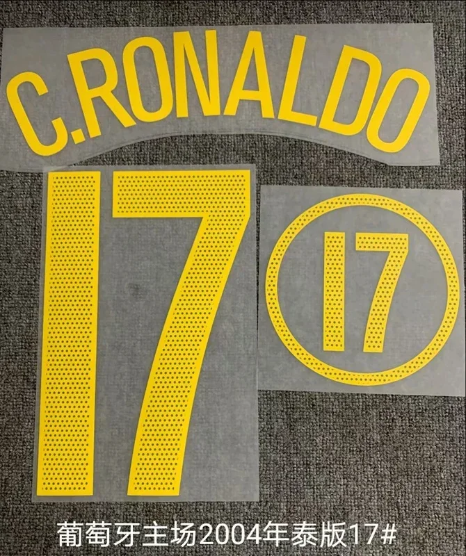 Super A Vinyl material Retro 2004 C.RONALDO FIGO RUI COSTA Name and number Hot stamping Patch Badges