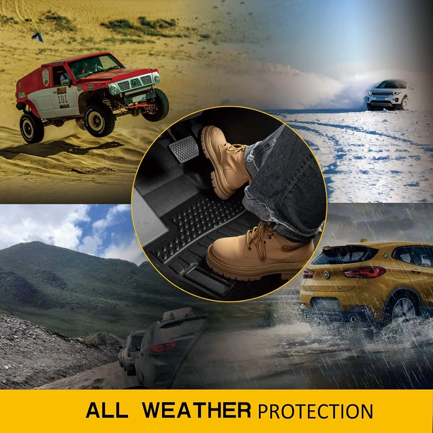 For Volkswagen Atlas 2018-2024 6/7 Seats TPE Floor Mats and Cargo Liner, All Weather Floor Liners Trunk Mat Heavy Duty Pad