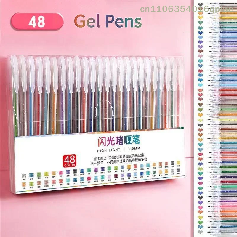 Gel Ink Pen Set - 24/36/48PCS Glitter Gel Pen Set, 1.0mm