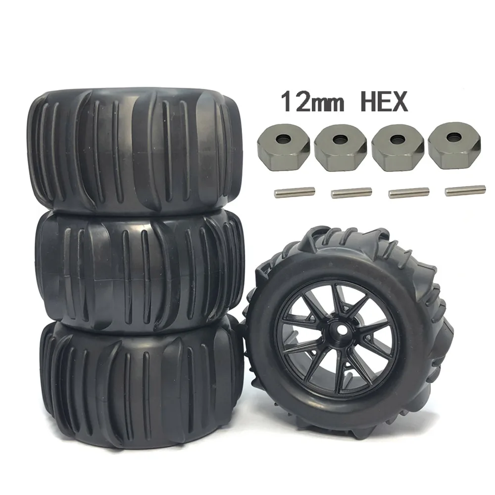 4Pcs Hex Snow Sand Monster Tires Wheel for SCY 16101 16102 144001/124018/124016/124017/H16P/H16E 1/14 1/16 1/18 RC Off-road Car