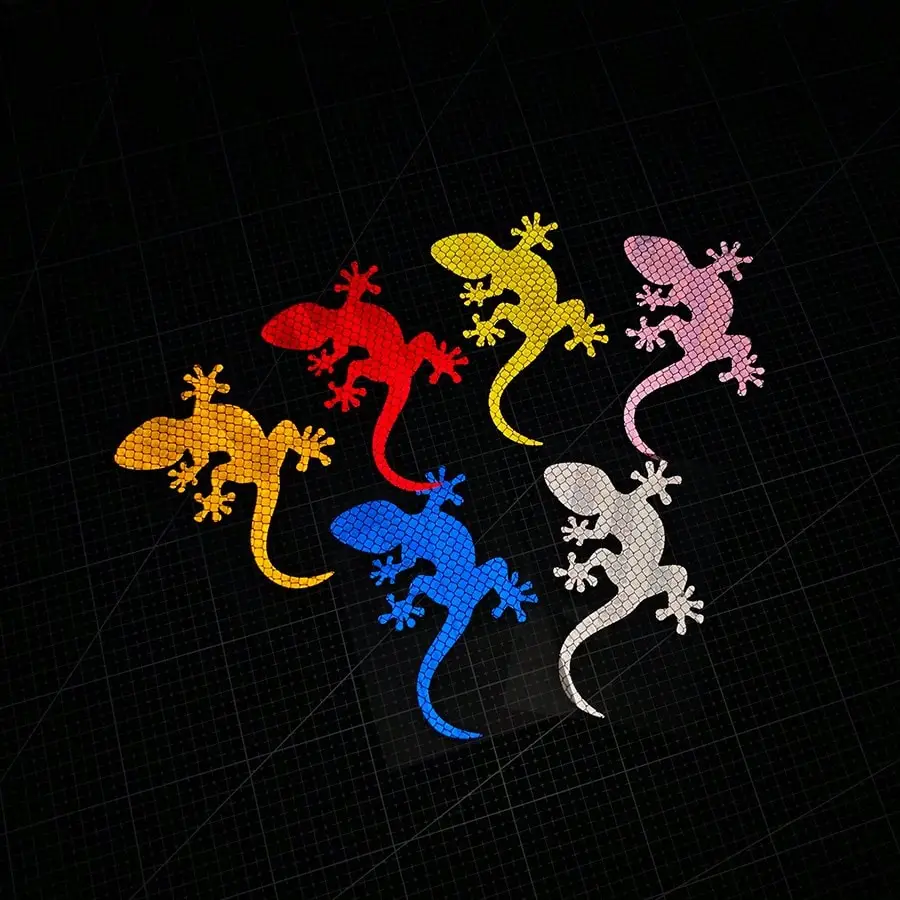 Gecko Lizard Reflective Car Stickers, Waterproof Safety Warning Decals, Multi-Color Auto Decor