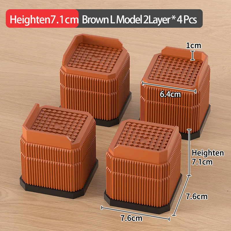 In hoogte verstelbare meubelverhogers - hoge belasting - draagbaar, drievoudig antislip voor bank, bed en bureau