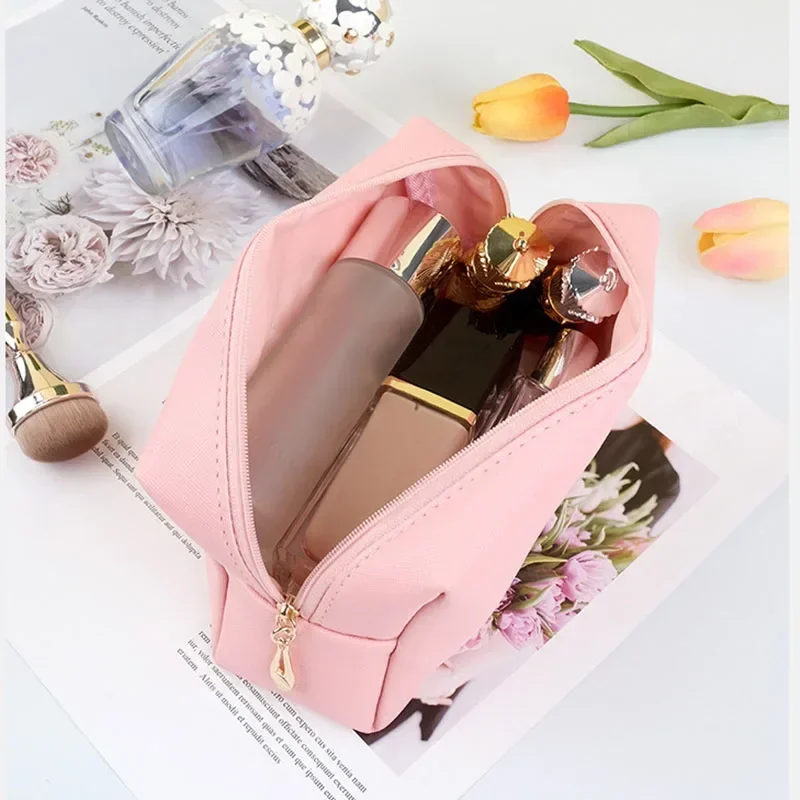 1PC Zipper Fashion Cosmetic Bags for Women Small Large Female PU Leather Make Up Lipstick Case Zip Waterproof Toiletry Bags