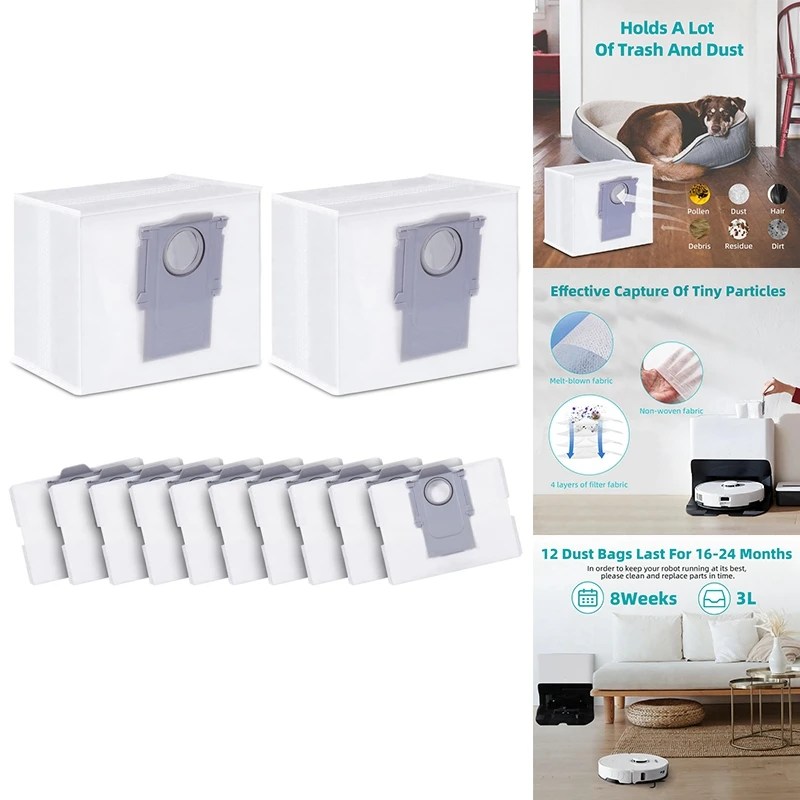 أجزاء ملحقات أكياس الغبار لـ Roborock S8+/S8 Pro Ultra/S7 Maxv Ultra /S7 Pro Ultra/Q7+/Q7 Max+/Q5+ قاعدة تفريغ ذاتية الفراغ، A