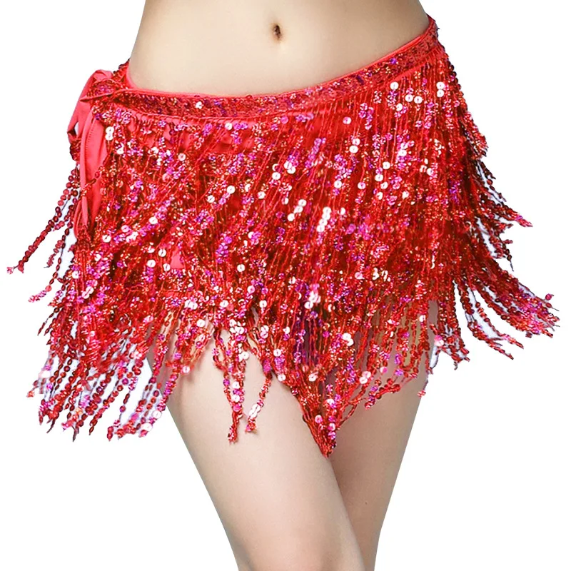 Halloween New Belly Dance Waist Chain Sequined Hip Towel Fringed Waist Seal Belt Dance Performance, Bead Performance Clothes