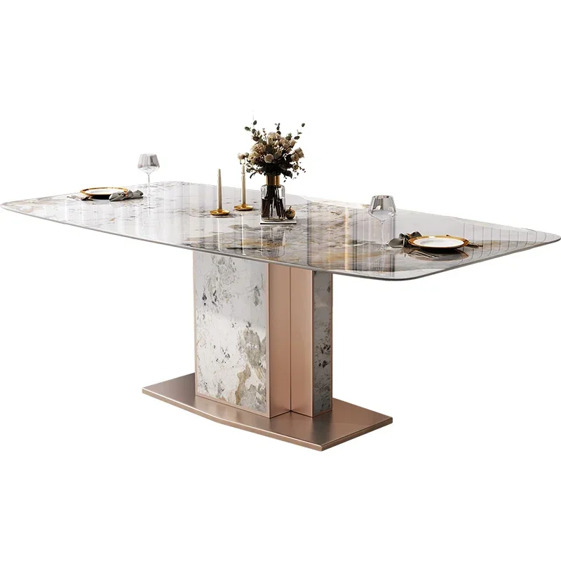 

Italian Stone Plate Dining Table Light Luxury Modern Simple