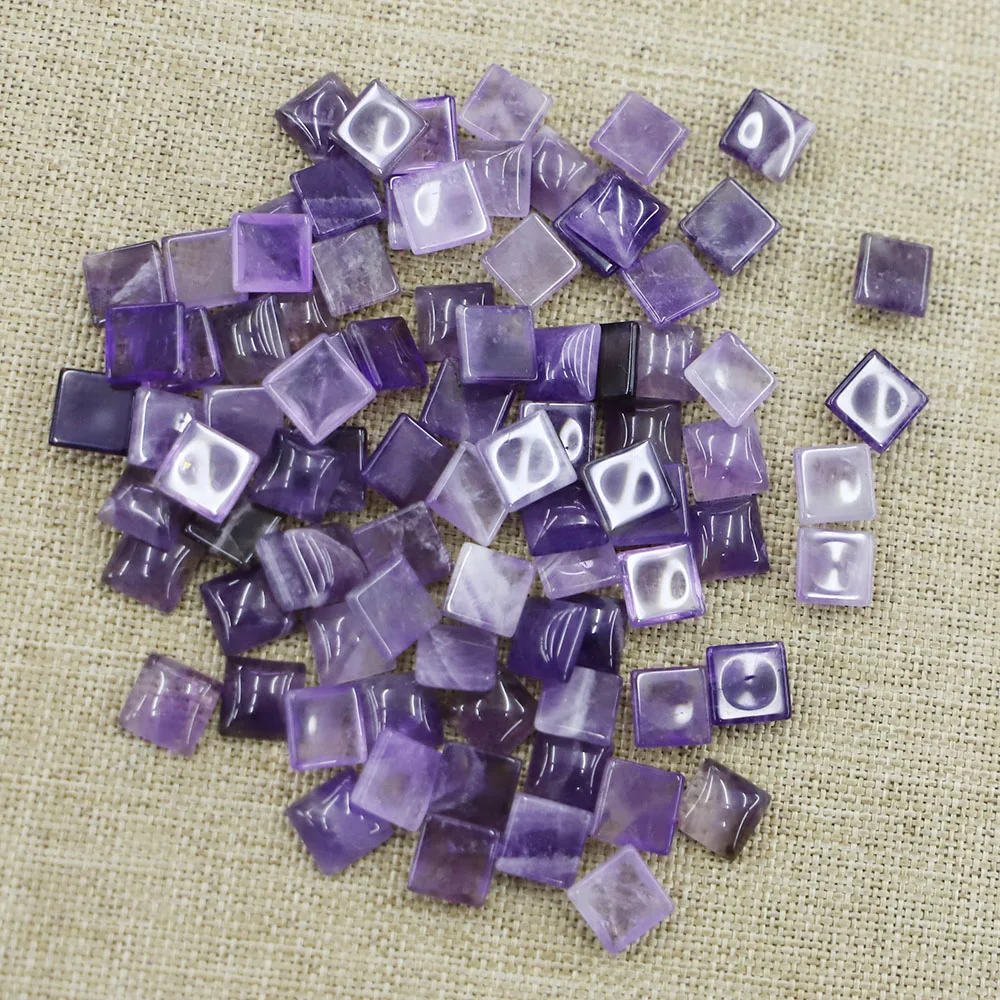 

8MM Natural Stone Amethyst Ornament Square Non-porous Beads Jewelry Making Charms Necklaces Bracelet Accessories Gems Gift 30Pcs