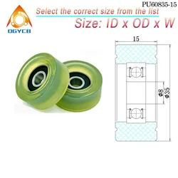 1 Uds 8x35x15mm puerta móvil de alta calidad polea silenciosa de PU PU60835-15 OD 35mm rodillo de rodamiento de poliuretano exterior 8*35*15 rueda de goma