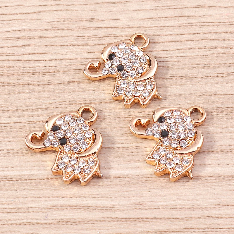 Tusember 10 Uds. De dijes de elefante de cristal de 15x16mm para hacer joyería, pulseras hechas a mano, collar, pendientes, manualidades DIY, colgantes de animales