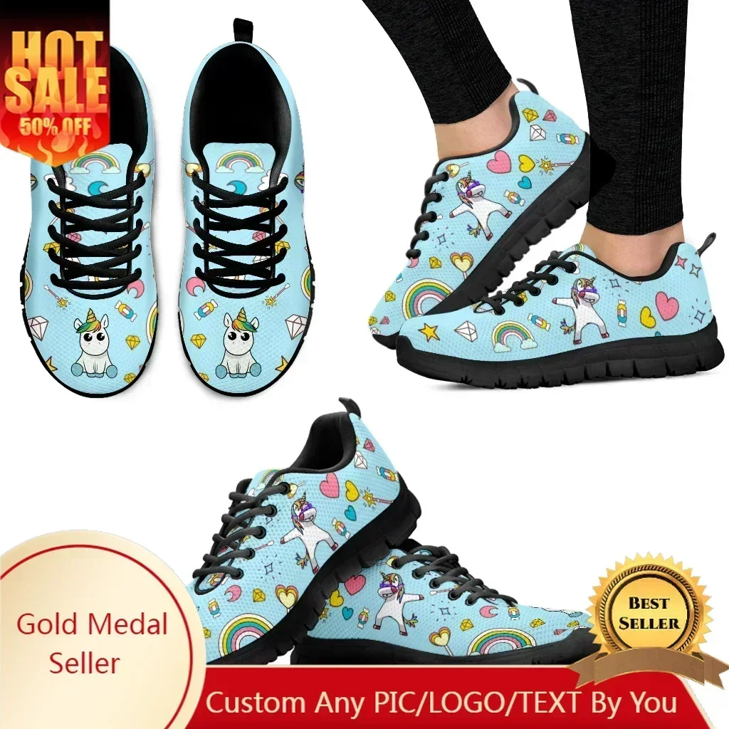 Cartoon Unicorn Design Luxury Brand Fashion Sneakers Heart Cartoon Flat Shoes Lightweight Casual Sneakers Zapatos