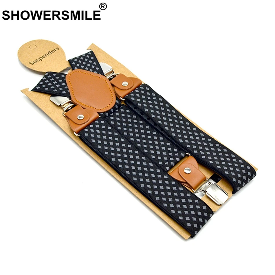 SHOWERSMILE männer Hosenträger Formale Hosen Gürtel Diamant Hosenträger Vintage Männer Hosenträger Hosenträger Elastische Clips Hosen Strap 120cm