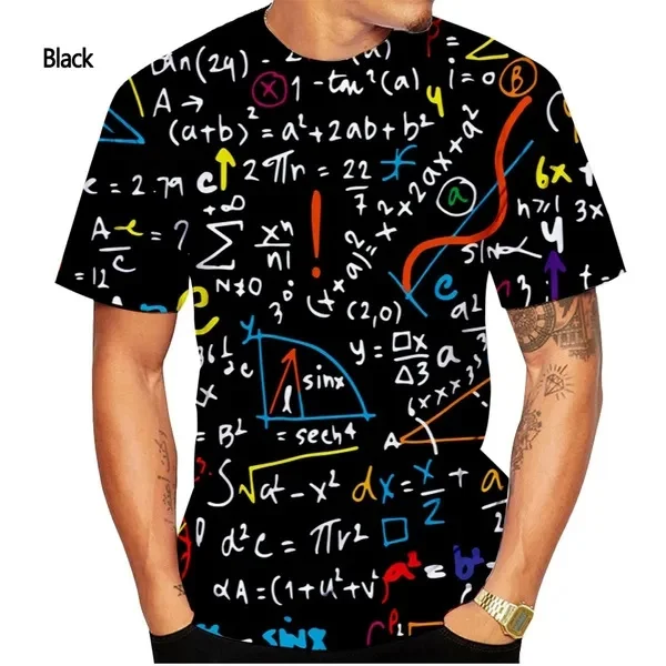 Nowa zabawna formuła matematyczna z nadrukiem 3D T Shirt męski i damski letni Casual z krótkim rękawem Oversize Street T-Shirt dla dzieci