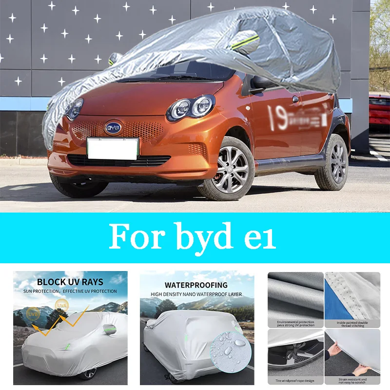 

Автомобильный чехол, уличный полный внешний снежный чехол, солнцезащитный козырек, водонепроницаемая пылезащитная защита со светоотражающими полосками для Byd E1