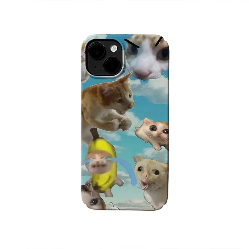 

Ins Korean Blue Cartoon Cat Phone Case for IPHONE 17 Air 16E 15 PROMAX 14 Plus 13 12 MINI 11 PRO 16Plus XR Acrylic Phone Cover