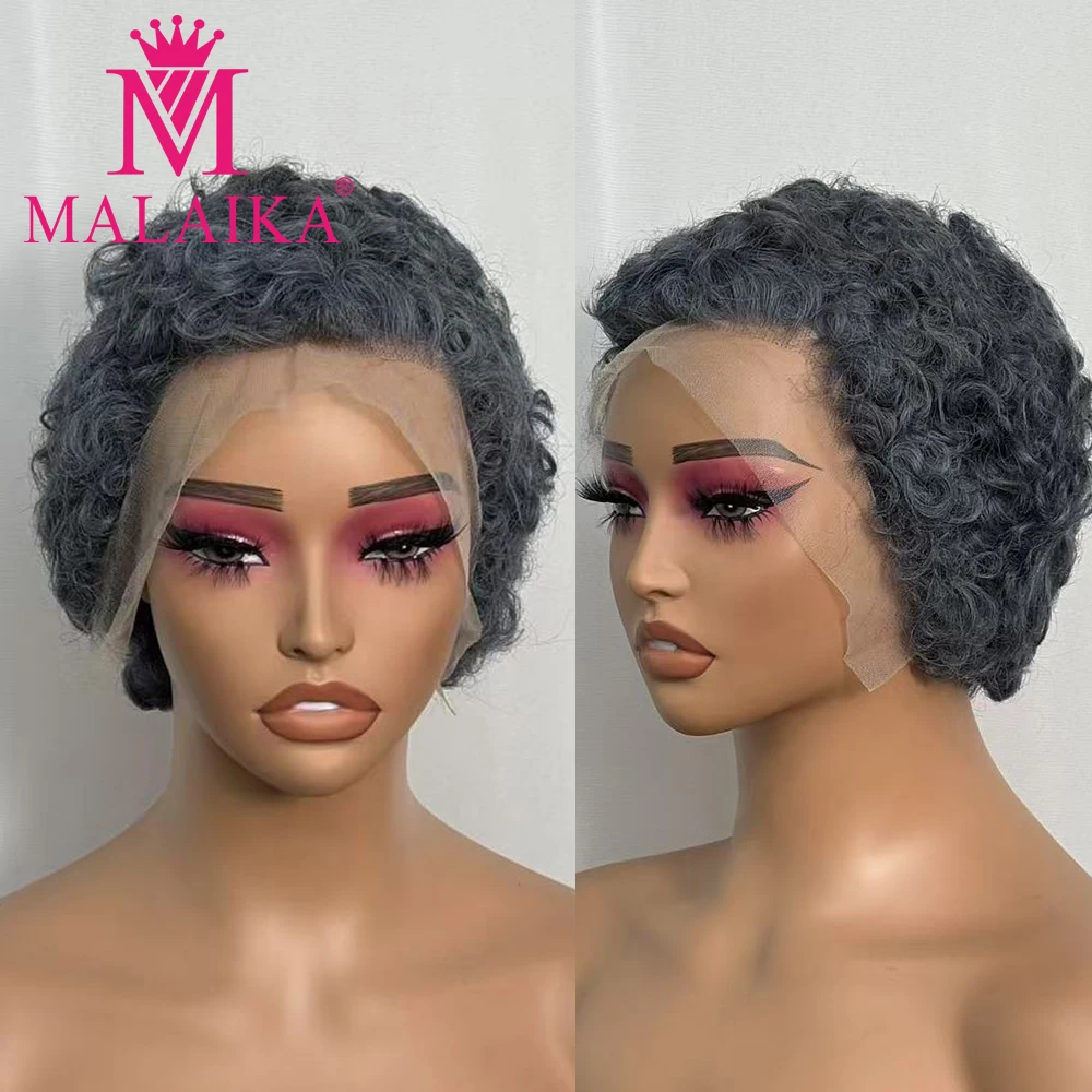 

Malaika Gray Pixie Cut Human Hair Wigs Short Bob 6inch 13x4 Lace Frontal Wigs Brazilian Remy Human Hair Wig for Black Women