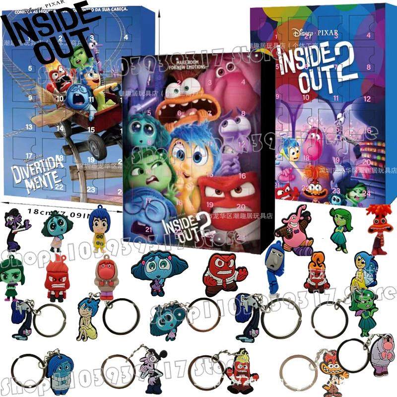 24pcs Disney Inside Out 2 Christmas Advent Calenda Anime Figure Joy Sadness Anger DisgustMini Model Toy Children Christmas Gift